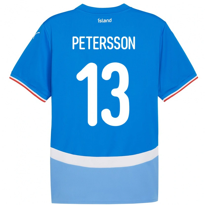Danxen Kinderen Ijsland Lúkas Petersson #13 Blauw Thuisshirt Thuistenue 24-26 T-Shirt