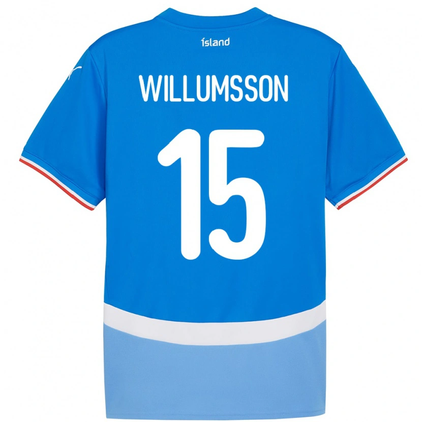 Danxen Kinderen Ijsland Willum Thór Willumsson #15 Blauw Thuisshirt Thuistenue 24-26 T-Shirt