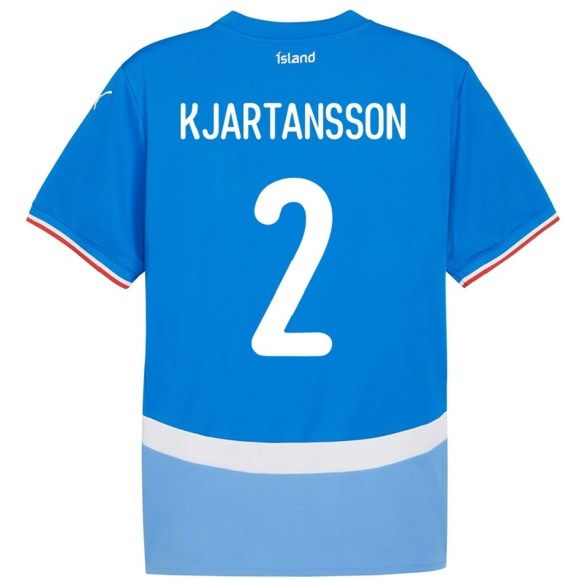 Danxen Kinderen Ijsland Emil Máni Breiddal Kjartansson #2 Blauw Thuisshirt Thuistenue 24-26 T-Shirt