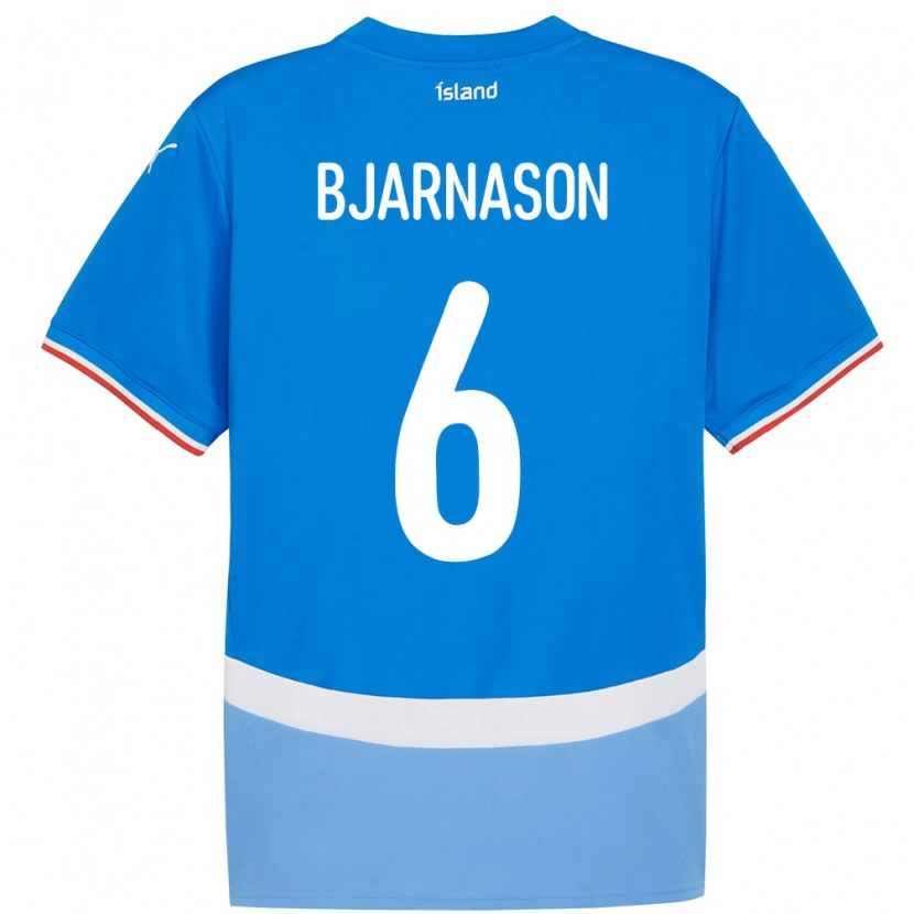 Danxen Kinderen Ijsland Jóhannes Kristinn Bjarnason #6 Blauw Thuisshirt Thuistenue 24-26 T-Shirt