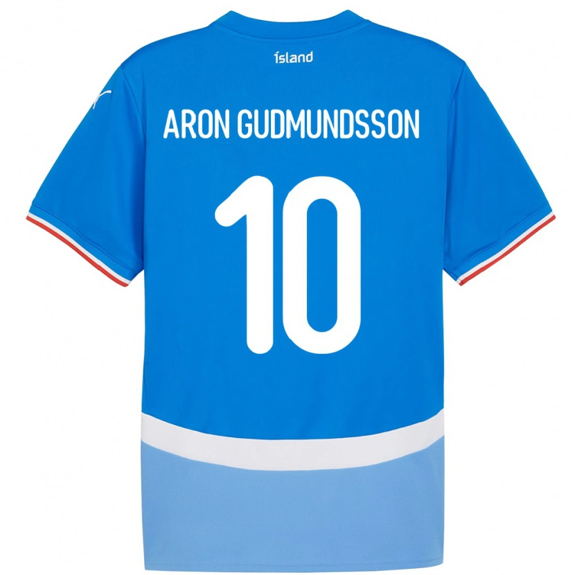 Danxen Kinderen Ijsland Eggert Aron Gudmundsson #10 Blauw Thuisshirt Thuistenue 24-26 T-Shirt