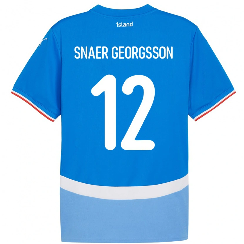 Danxen Kinderen Ijsland Halldór Snaer Georgsson #12 Blauw Thuisshirt Thuistenue 24-26 T-Shirt