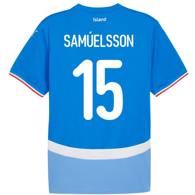 Danxen Kinderen Ijsland Birkir Hrafn Samúelsson #15 Blauw Thuisshirt Thuistenue 24-26 T-Shirt