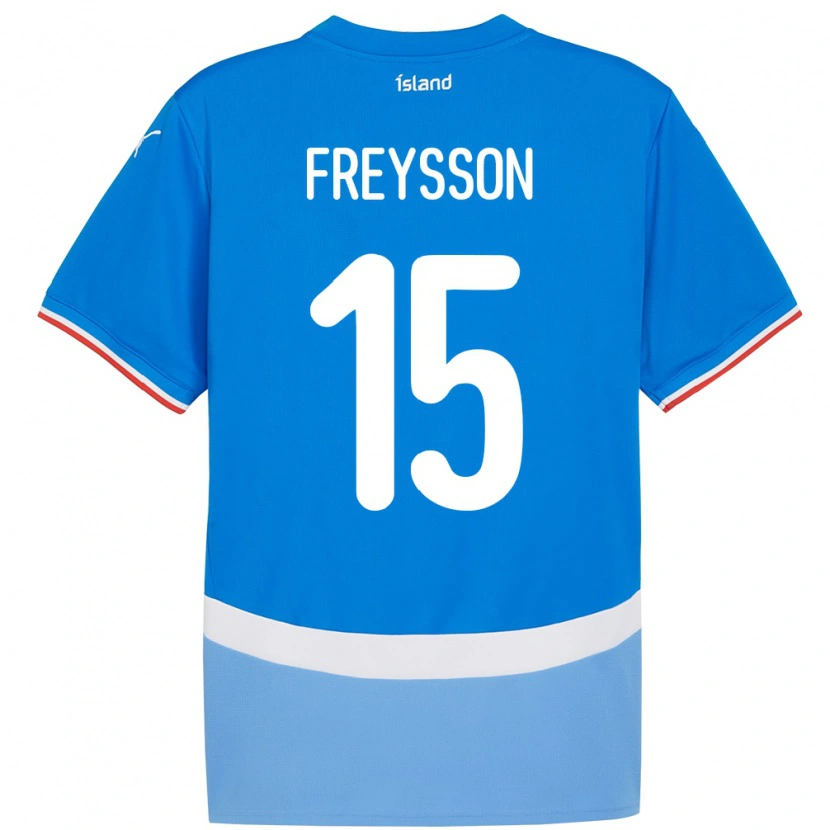 Danxen Kinderen Ijsland Fjölnir Freysson #15 Blauw Thuisshirt Thuistenue 24-26 T-Shirt