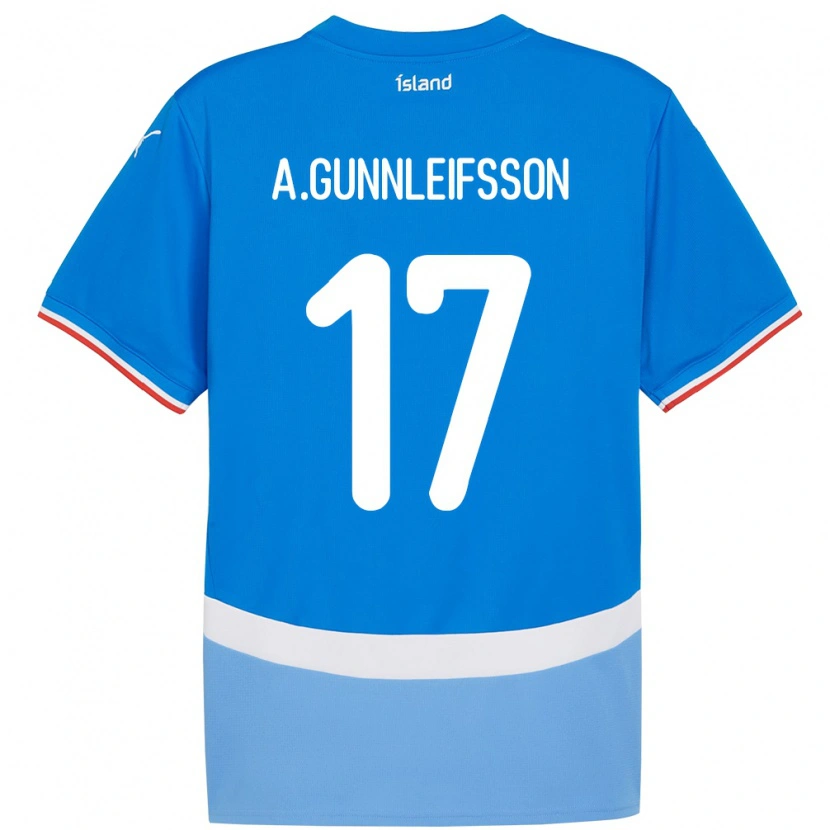 Danxen Kinderen Ijsland Arnar Bjarki Gunnleifsson #17 Blauw Thuisshirt Thuistenue 24-26 T-Shirt