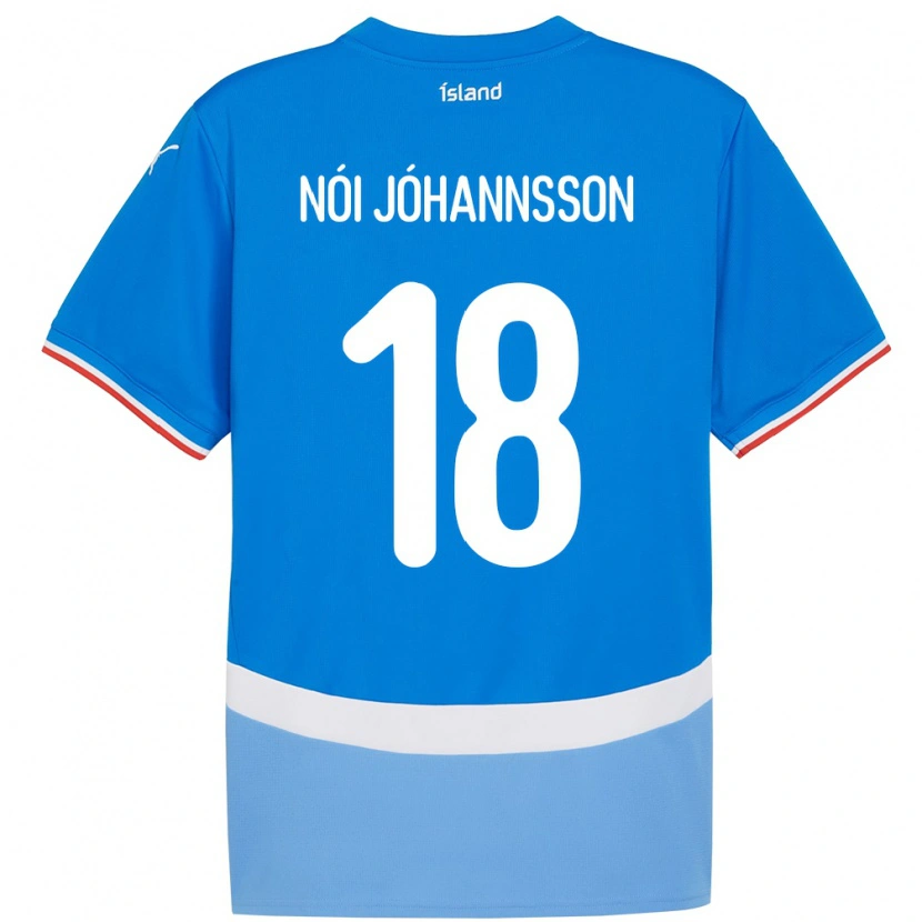 Danxen Kinderen Ijsland Sigurdur Nói Jóhannsson #18 Blauw Thuisshirt Thuistenue 24-26 T-Shirt