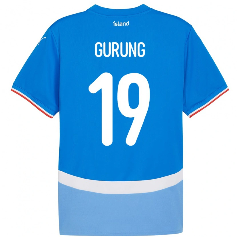 Danxen Kinderen Ijsland Karan Gurung #19 Blauw Thuisshirt Thuistenue 24-26 T-Shirt