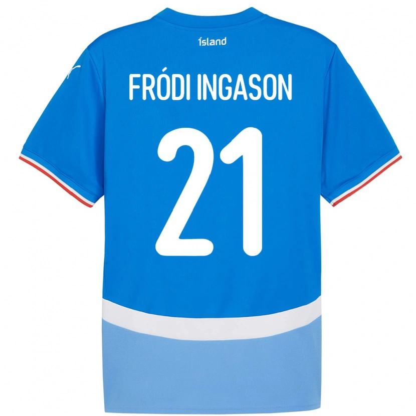 Danxen Kinderen Ijsland Helgi Fródi Ingason #21 Blauw Thuisshirt Thuistenue 24-26 T-Shirt