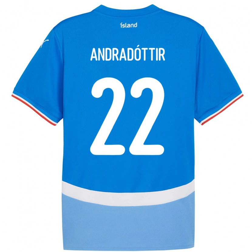 Danxen Kinderen Ijsland Amanda Andradóttir #22 Blauw Thuisshirt Thuistenue 24-26 T-Shirt