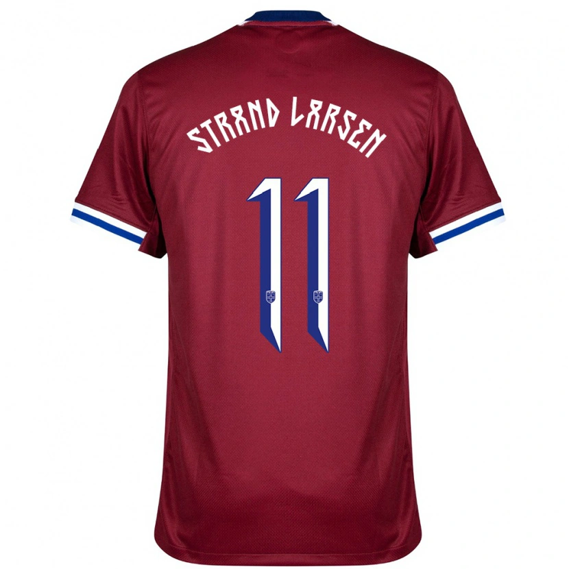 Danxen Kinderen Noorwegen Jørgen Strand Larsen #11 Rood Blauw Wit Thuisshirt Thuistenue 24-26 T-Shirt