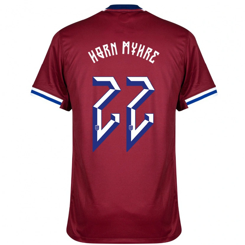 Danxen Kinderen Noorwegen Felix Horn Myhre #22 Rood Blauw Wit Thuisshirt Thuistenue 24-26 T-Shirt