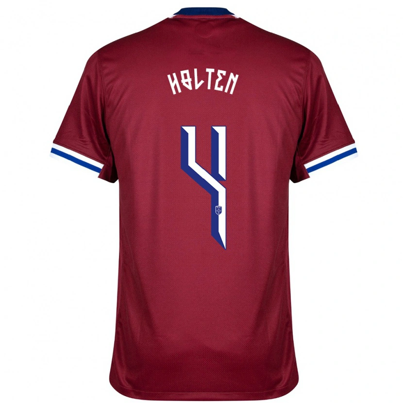 Danxen Kinderen Noorwegen Rasmus Holten #4 Rood Blauw Wit Thuisshirt Thuistenue 24-26 T-Shirt