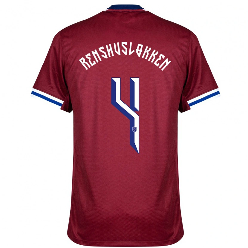 Danxen Kinderen Noorwegen Jesper Renshusløkken #4 Rood Blauw Wit Thuisshirt Thuistenue 24-26 T-Shirt