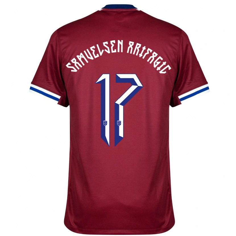 Danxen Kinderen Noorwegen Elias Samuelsen Arifagic #17 Rood Blauw Wit Thuisshirt Thuistenue 24-26 T-Shirt
