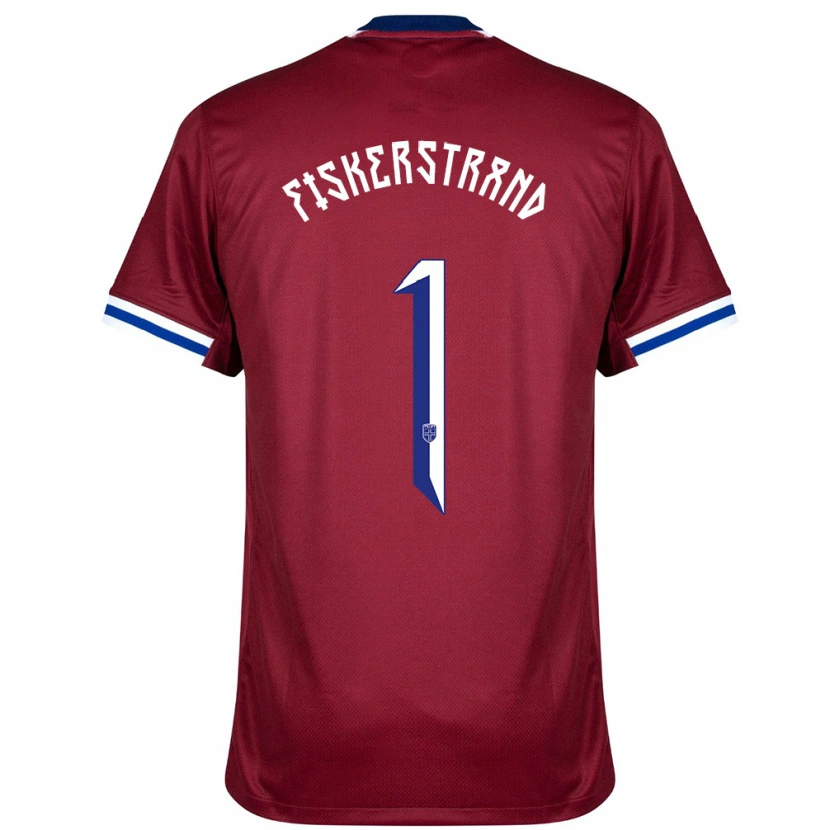 Danxen Kinderen Noorwegen Cecilie Fiskerstrand #1 Rood Blauw Wit Thuisshirt Thuistenue 24-26 T-Shirt