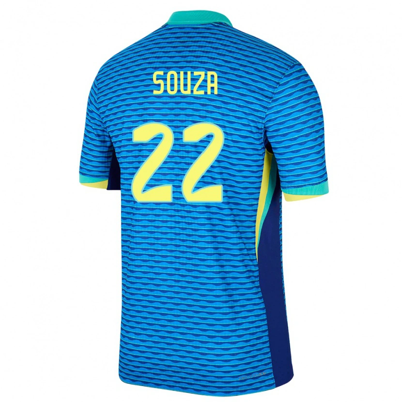 Danxen Kinderen Brazilië Luiz Souza #22 Blauw Uitshirt Uittenue 24-26 T-Shirt