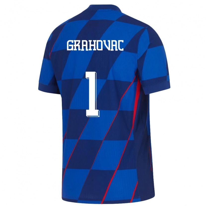 Danxen Kinderen Kroatië Matej Grahovac #1 Blauw Uitshirt Uittenue 24-26 T-Shirt