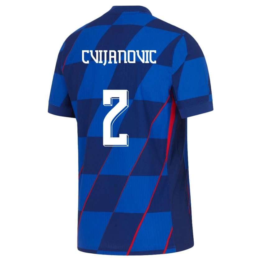 Danxen Kinderen Kroatië Ivan Cvijanovic #2 Blauw Uitshirt Uittenue 24-26 T-Shirt
