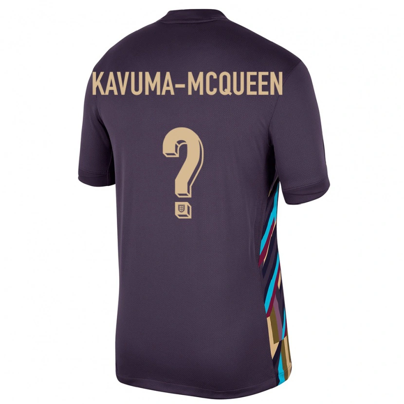 Danxen Kinderen Engeland Ryan Kavuma-Mcqueen #0 Donkere Rozijn Uitshirt Uittenue 24-26 T-Shirt
