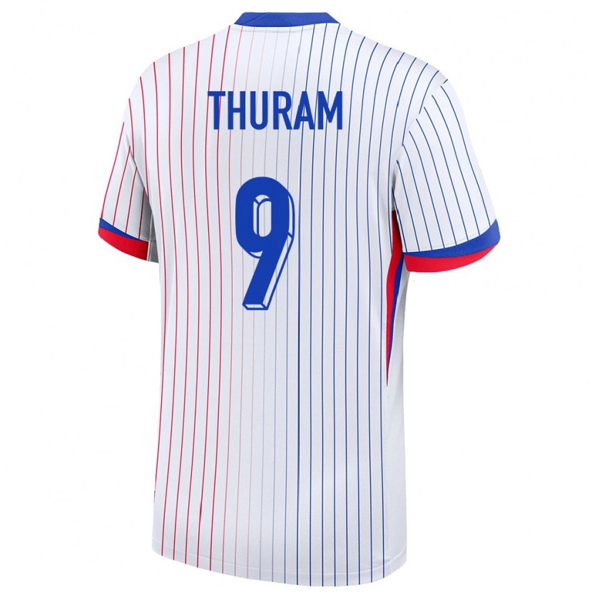 Danxen Kinderen Frankrijk Marcus Thuram #9 Wit Uitshirt Uittenue 24-26 T-Shirt