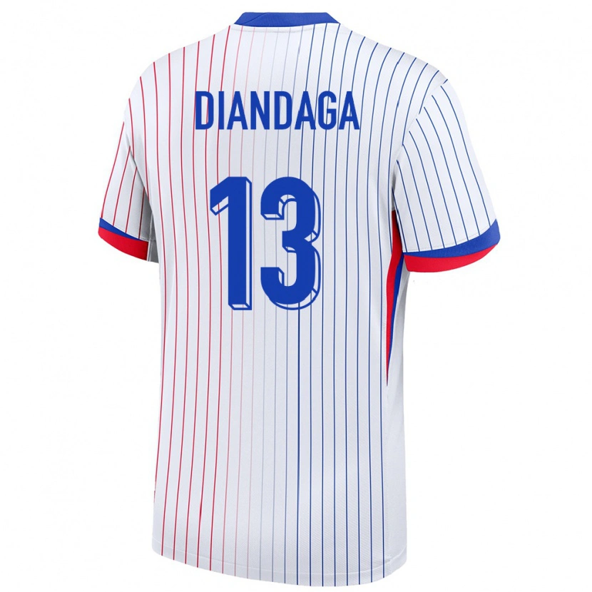 Danxen Kinderen Frankrijk Hermann Diandaga #13 Wit Uitshirt Uittenue 24-26 T-Shirt