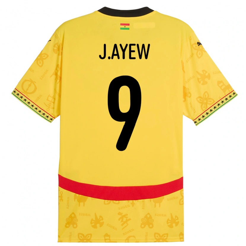 Danxen Kinderen Ghana Jordan Ayew #9 Geel Uitshirt Uittenue 24-26 T-Shirt