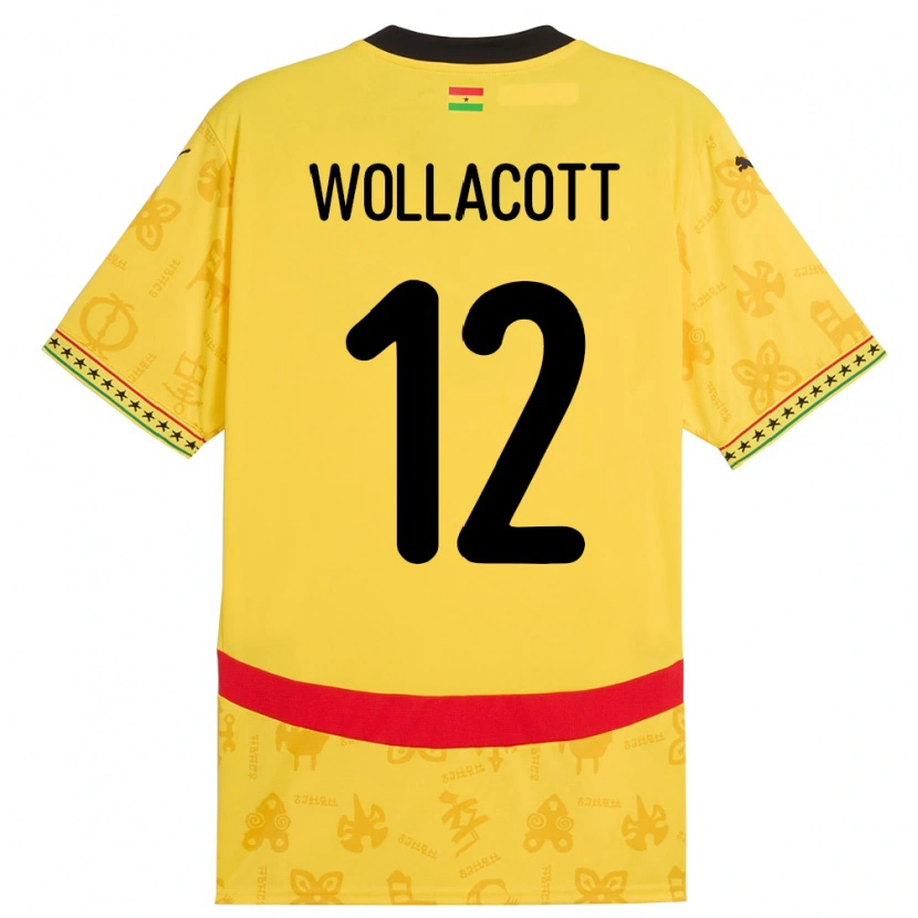 Danxen Kinderen Ghana Joe Wollacott #12 Geel Uitshirt Uittenue 24-26 T-Shirt