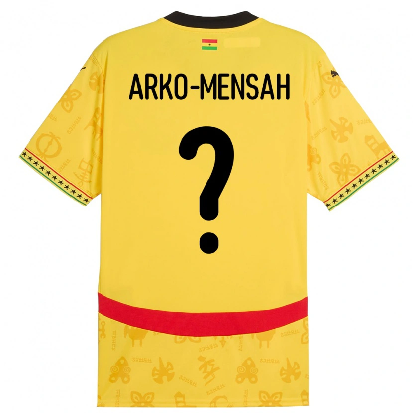 Danxen Kinderen Ghana Edmund Arko-Mensah #0 Geel Uitshirt Uittenue 24-26 T-Shirt