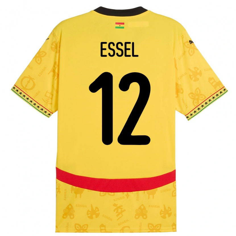 Danxen Kinderen Ghana Aaron Essel #12 Geel Uitshirt Uittenue 24-26 T-Shirt