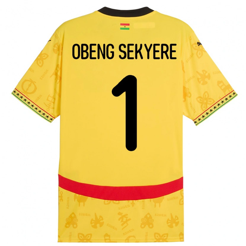 Danxen Kinderen Ghana Gregory Obeng Sekyere #1 Geel Uitshirt Uittenue 24-26 T-Shirt