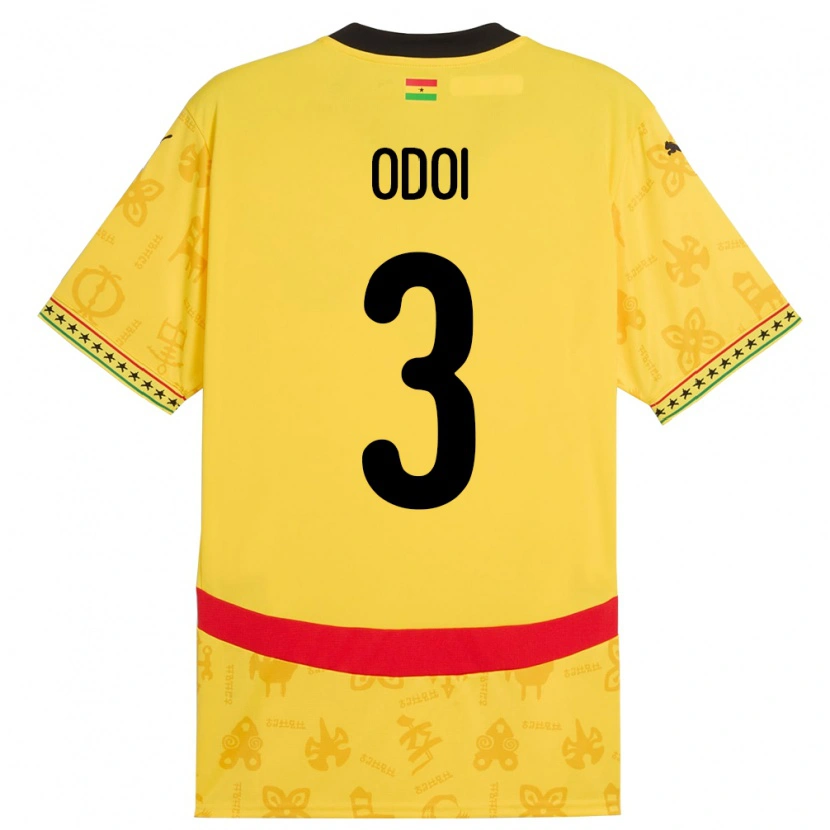 Danxen Kinderen Ghana Denis Odoi #3 Geel Uitshirt Uittenue 24-26 T-Shirt