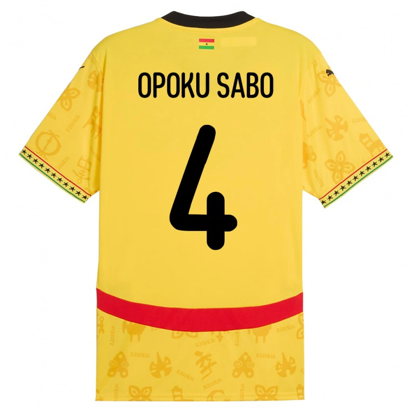 Danxen Kinderen Ghana Alex Opoku Sabo #4 Geel Uitshirt Uittenue 24-26 T-Shirt