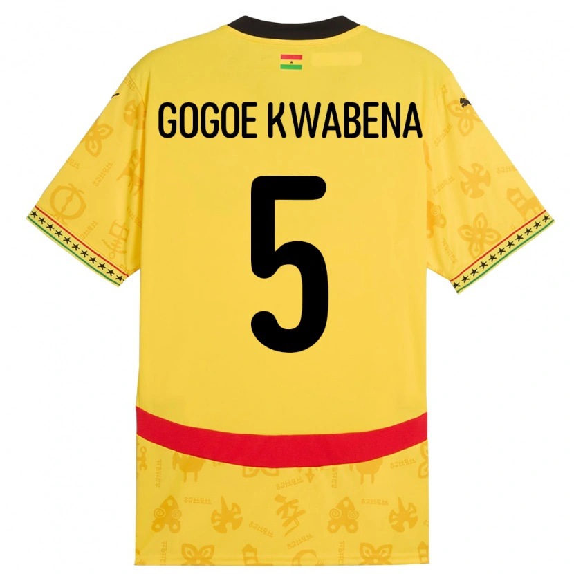 Danxen Kinderen Ghana Boahen Gogoe Kwabena #5 Geel Uitshirt Uittenue 24-26 T-Shirt