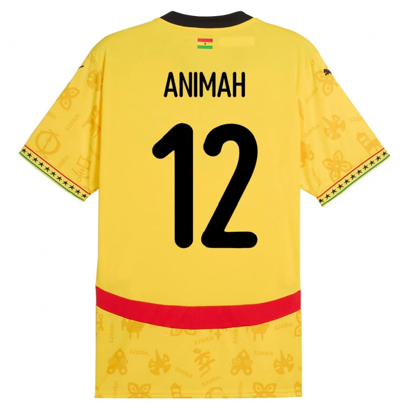 Danxen Kinderen Ghana Grace Animah #12 Geel Uitshirt Uittenue 24-26 T-Shirt