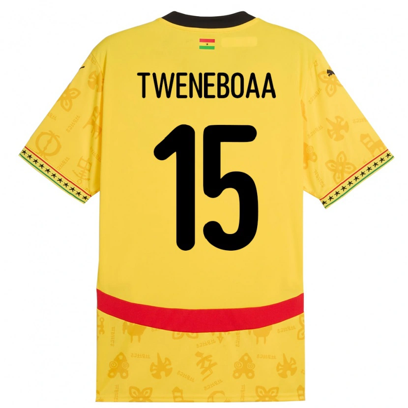 Danxen Kinderen Ghana Justice Tweneboaa #15 Geel Uitshirt Uittenue 24-26 T-Shirt