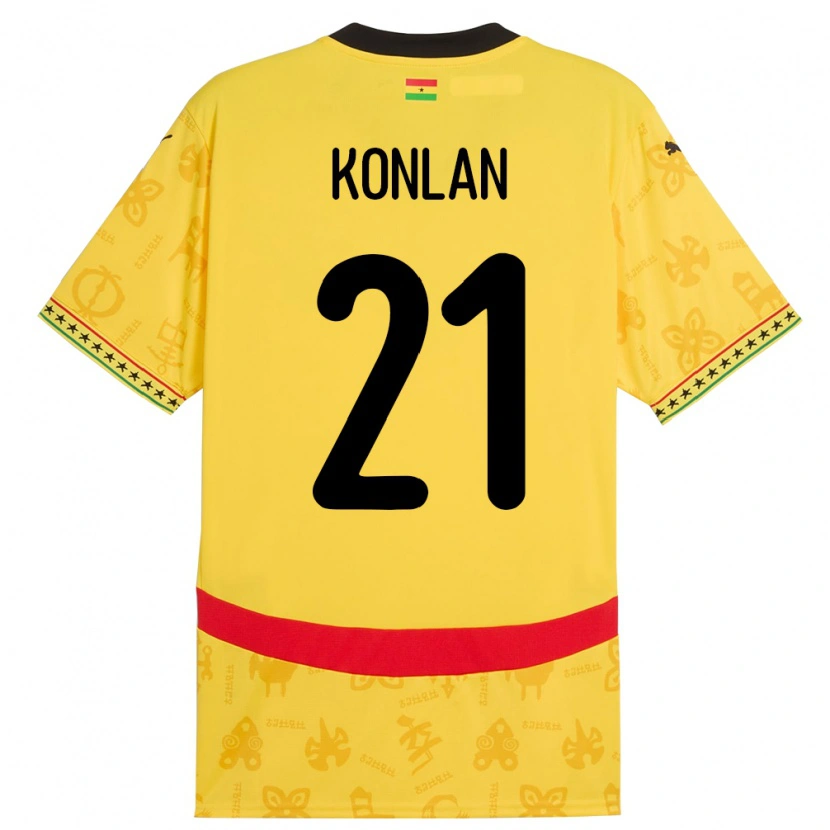 Danxen Kinderen Ghana Cynthia Konlan #21 Geel Uitshirt Uittenue 24-26 T-Shirt