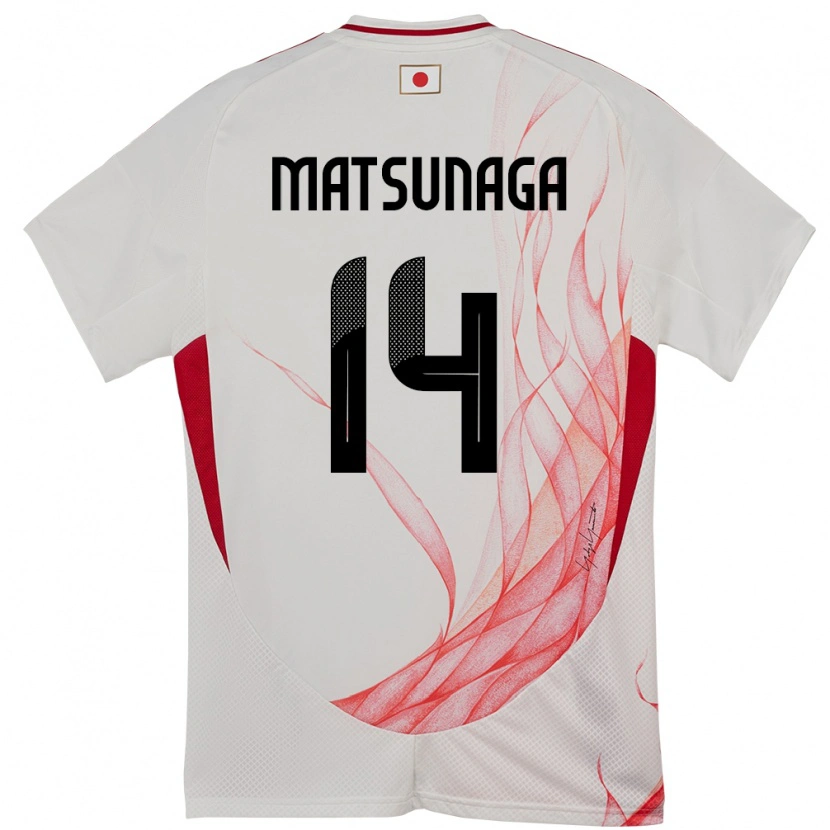 Danxen Kinderen Japan Kaito Matsunaga #14 Wit Uitshirt Uittenue 24-26 T-Shirt