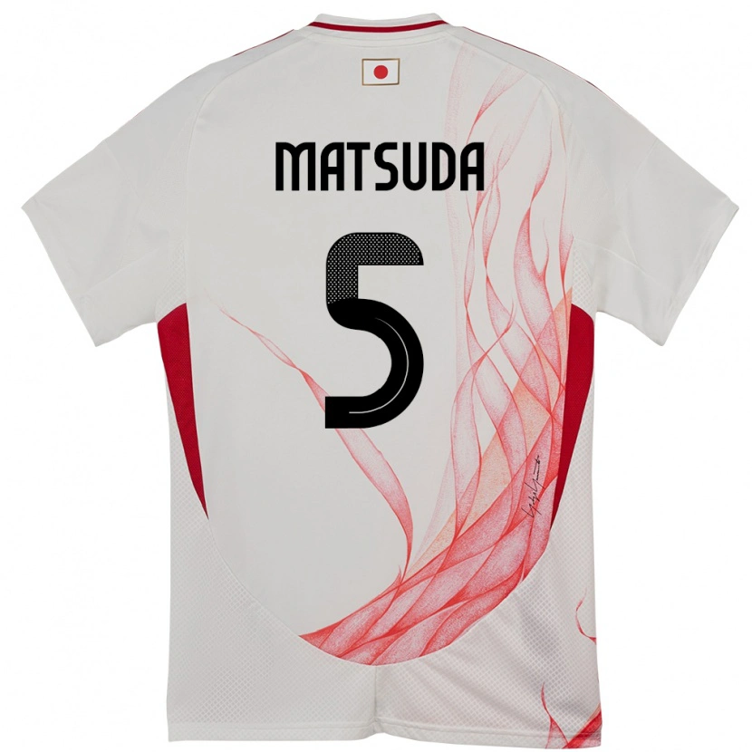Danxen Kinderen Japan Hayate Matsuda #5 Wit Uitshirt Uittenue 24-26 T-Shirt