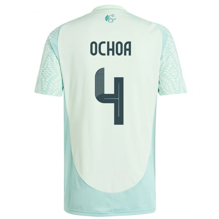Danxen Kinderen Mexico Diego Ochoa #4 Linnen Groen Uitshirt Uittenue 24-26 T-Shirt