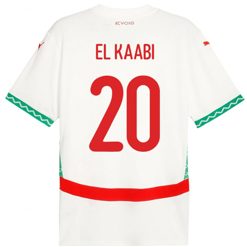 Danxen Kinderen Marokko Ayoub El Kaabi #20 Wit Uitshirt Uittenue 24-26 T-Shirt