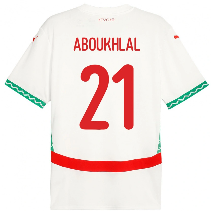 Danxen Kinderen Marokko Zakaria Aboukhlal #21 Wit Uitshirt Uittenue 24-26 T-Shirt