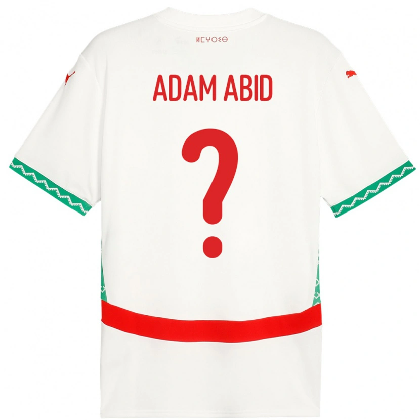 Danxen Kinderen Marokko Mohamed Adam Abid #0 Wit Uitshirt Uittenue 24-26 T-Shirt