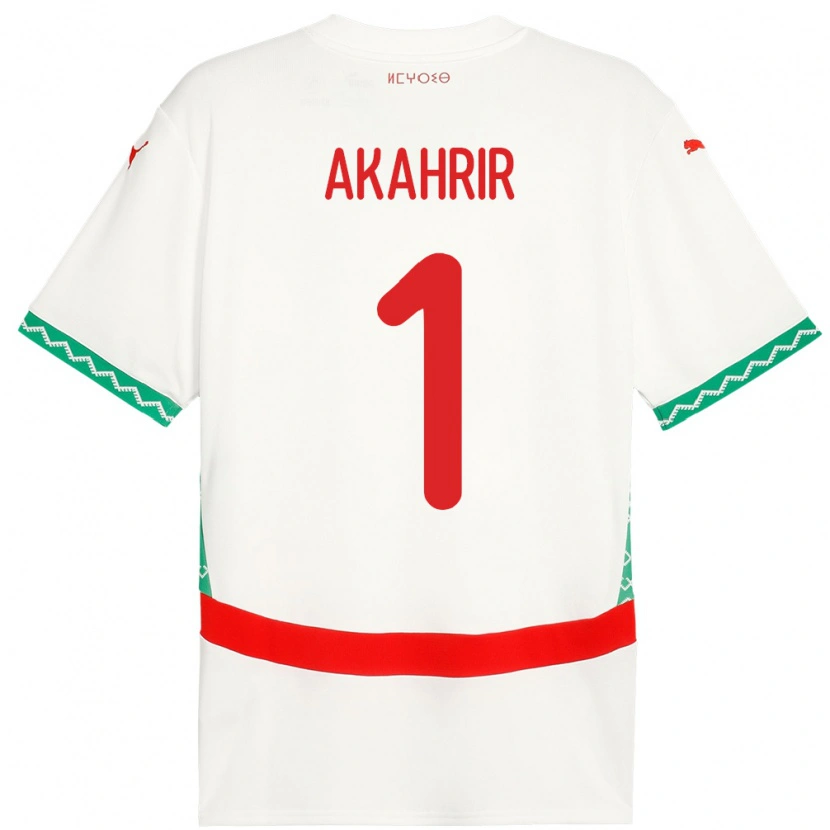 Danxen Kinderen Marokko Mohamed Akahrir #1 Wit Uitshirt Uittenue 24-26 T-Shirt