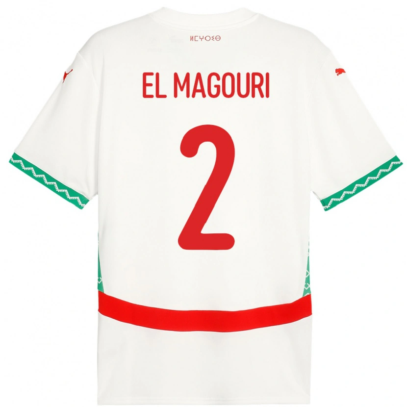 Danxen Kinderen Marokko Anas El Magouri #2 Wit Uitshirt Uittenue 24-26 T-Shirt