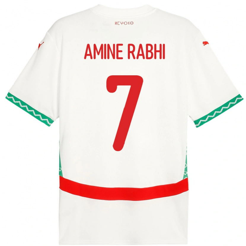 Danxen Kinderen Marokko Mohamed Amine Rabhi #7 Wit Uitshirt Uittenue 24-26 T-Shirt