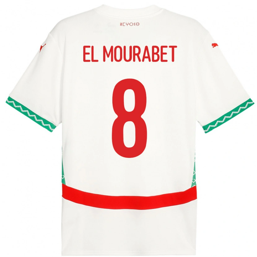 Danxen Kinderen Marokko Samir El Mourabet #8 Wit Uitshirt Uittenue 24-26 T-Shirt