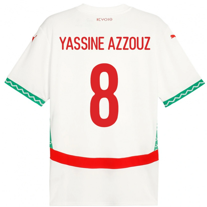 Danxen Kinderen Marokko Mohamed Yassine Azzouz #8 Wit Uitshirt Uittenue 24-26 T-Shirt