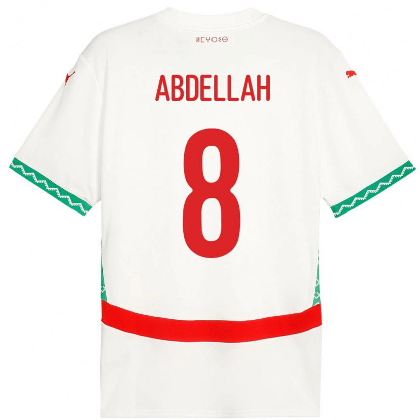 Danxen Kinderen Marokko Abdellah Ouazane #8 Wit Uitshirt Uittenue 24-26 T-Shirt