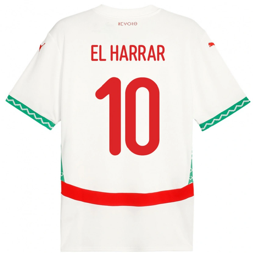Danxen Kinderen Marokko Mohamed El Harrar #10 Wit Uitshirt Uittenue 24-26 T-Shirt