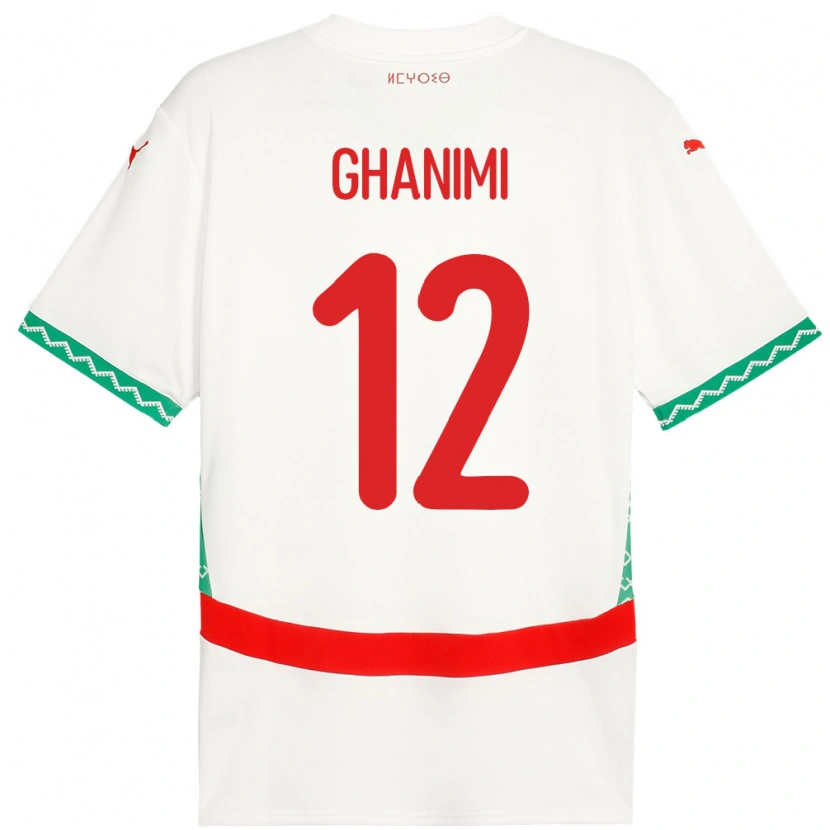 Danxen Kinderen Marokko Rachid Ghanimi #12 Wit Uitshirt Uittenue 24-26 T-Shirt